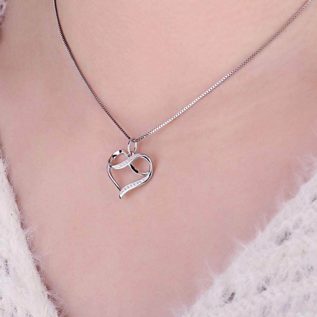 GENERICO - Collar Para Mujer Corazón Infinito Amor 45cm En Plata 925