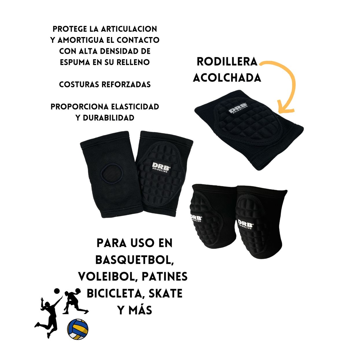 DRB - Rodilleras Voleibol Volley Basquetbol Acolchadas Drb S