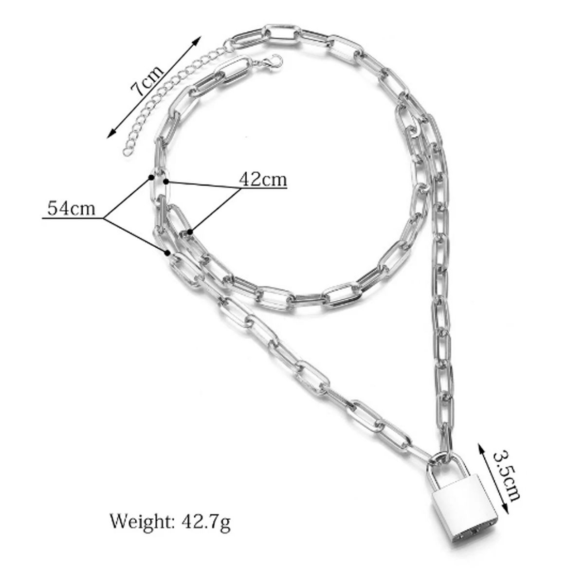 GENERICO - Cadenas 2 en 1 Collar Unisex Ajustable Hip Hop Colgante Candado Real