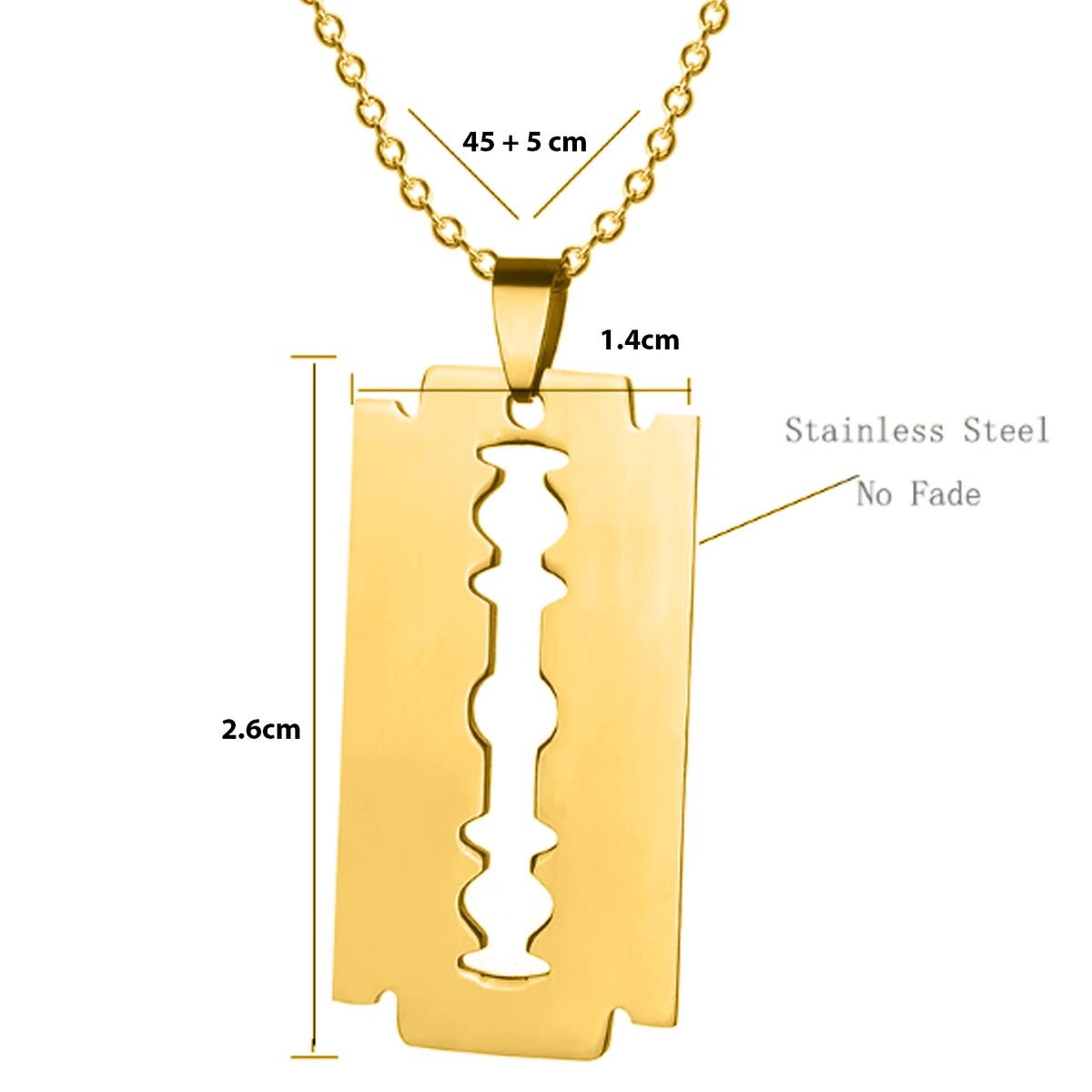 GENERICO - Cadena Collar Unisex Cuchillas Hoja De Afeitar Acero Inoxidable