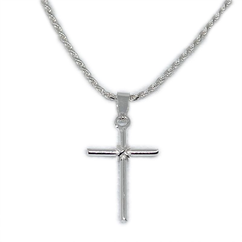 GENERICO - Collar Cadena Para Hombre Torbillon + Colgante de Cruz Plata Fina 925