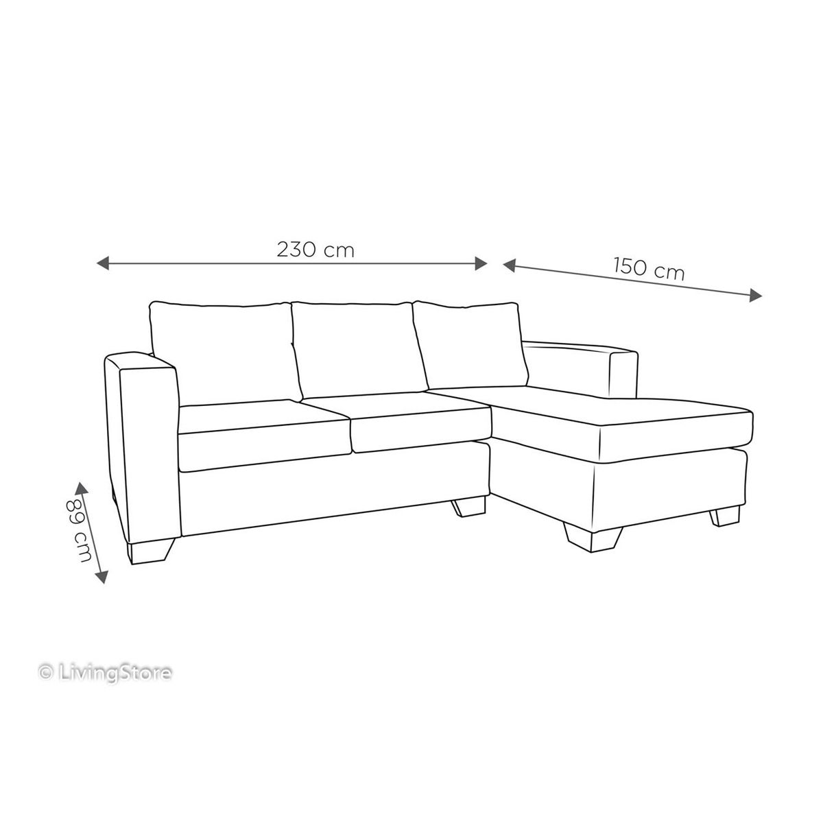 LIVING STORE - Sofá Seccional 3 Cuerpos Derecho Chelsea WR 231 cm Naranjo