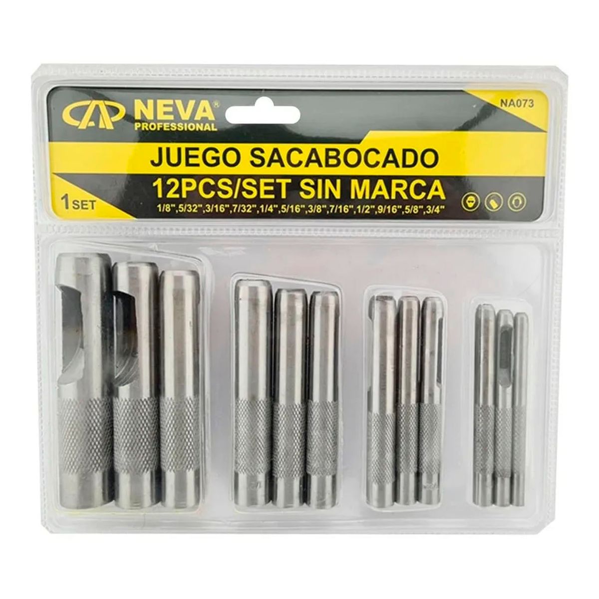 GENERICO - Kit Set Juego Sacabocado De Impacto 12 Piezas Neva Na073