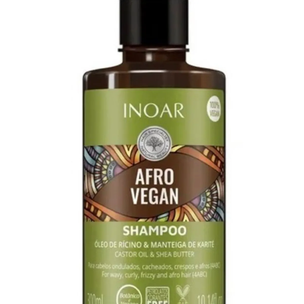 INOAR - SHAMPOO AFRO VEGAN HIDRATANTE CABELLOS RIZOS 300ML INOAR
