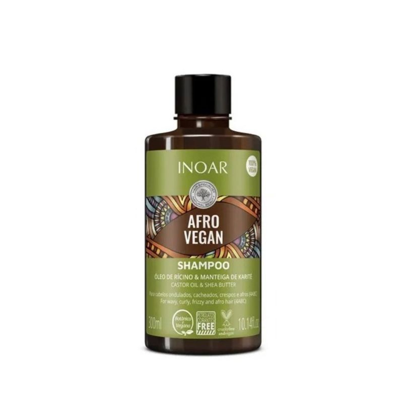 INOAR - SHAMPOO AFRO VEGAN HIDRATANTE CABELLOS RIZOS 300ML INOAR