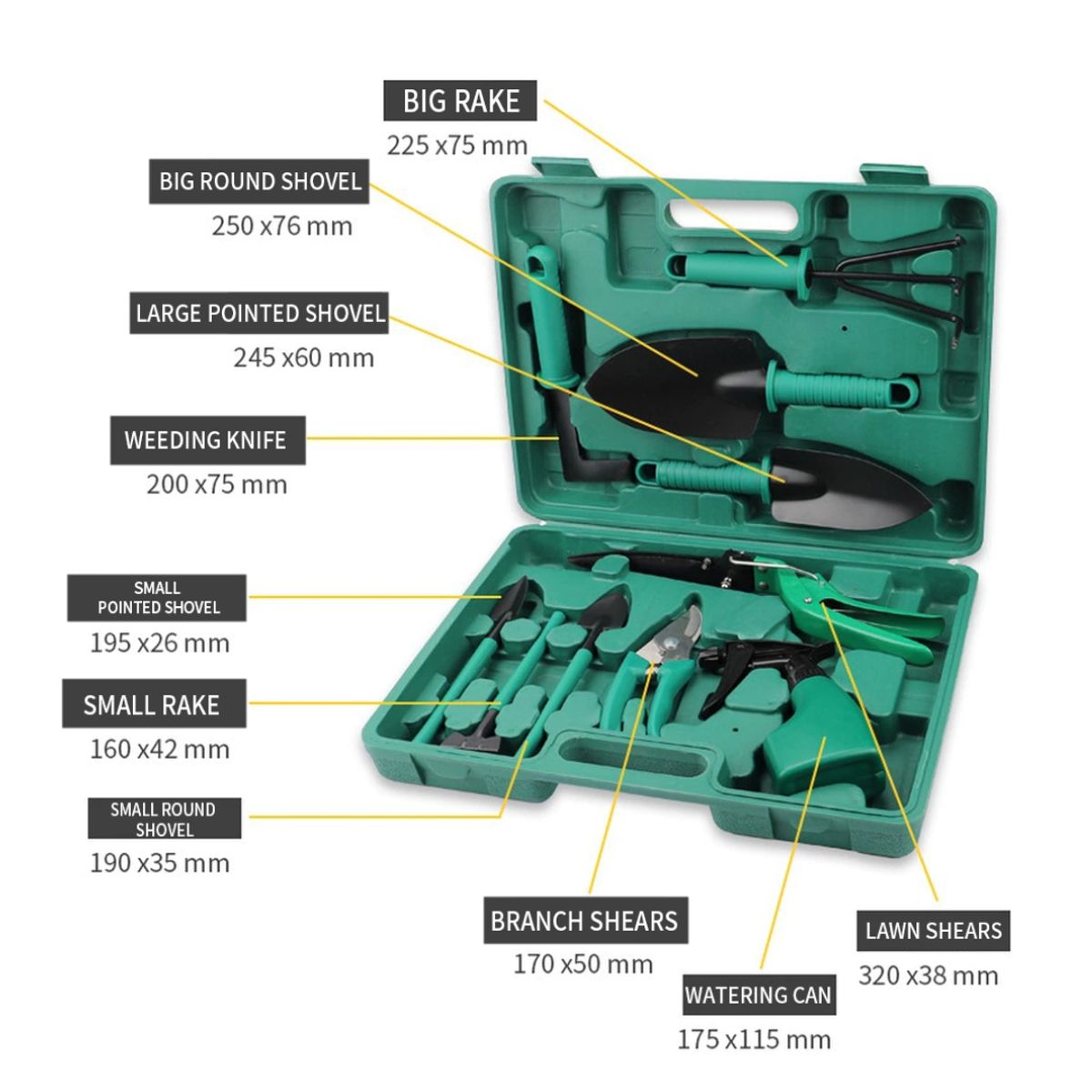 OEM - KIT JUEGO DE HERRAMIENTAS PARA JARDIN 10 PIEZAS