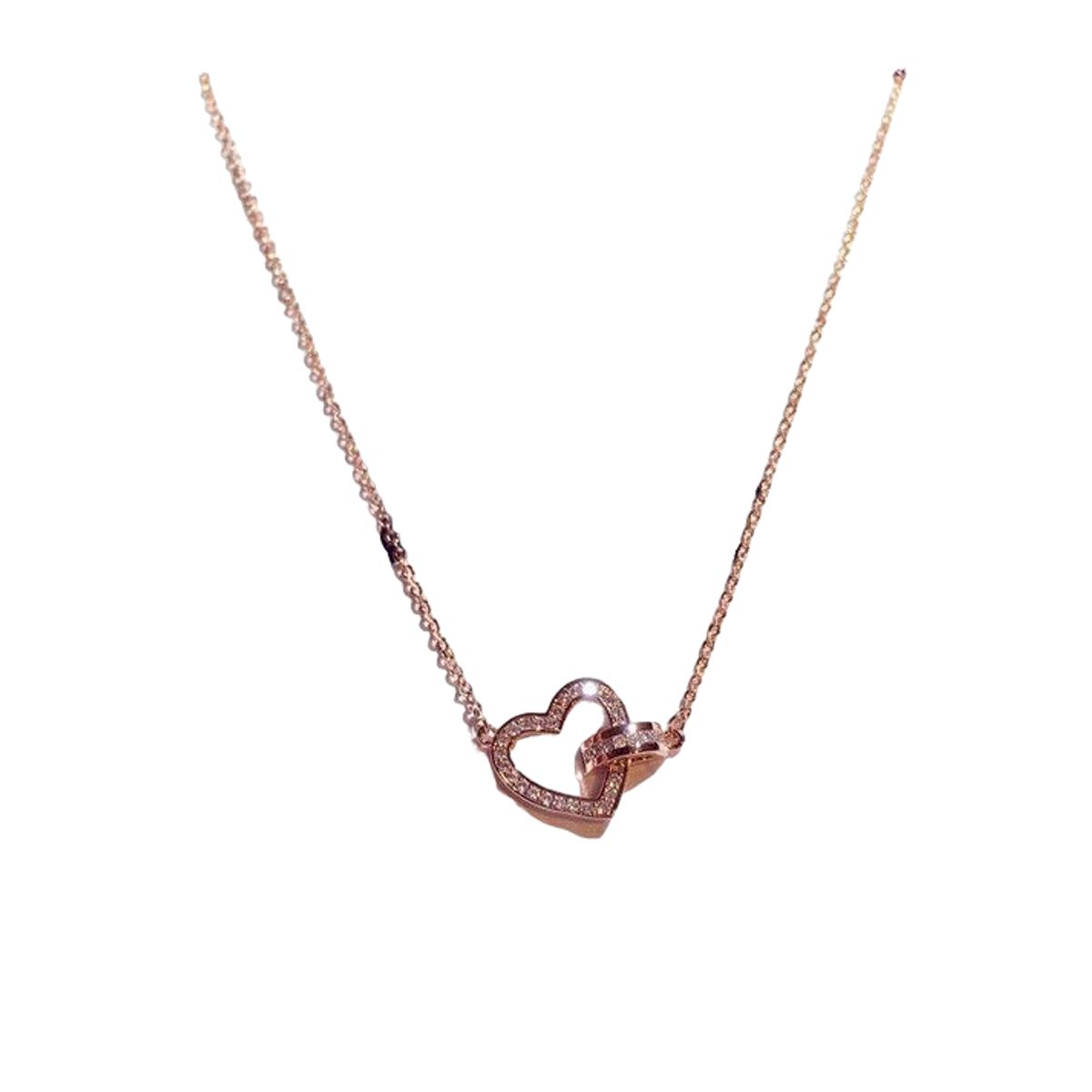LUXURYJOYAS - Collar Corazón Oro Rosa 18kt Relieve Cristal