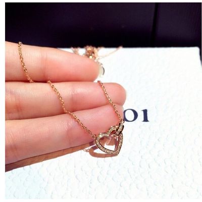 Imagen 2 del producto Collar Corazón Oro Rosa 18kt Relieve Cristal