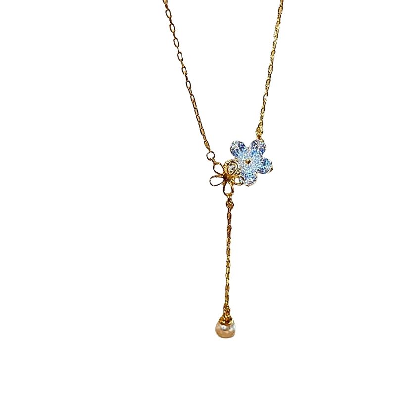 LUXURYJOYAS - Collar Mujer Oro 18kt Cristales Flor Joyas