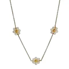 LUXURYJOYAS - Collar Perlas Flor Margaritas Juvenil Baño Oro 18kt