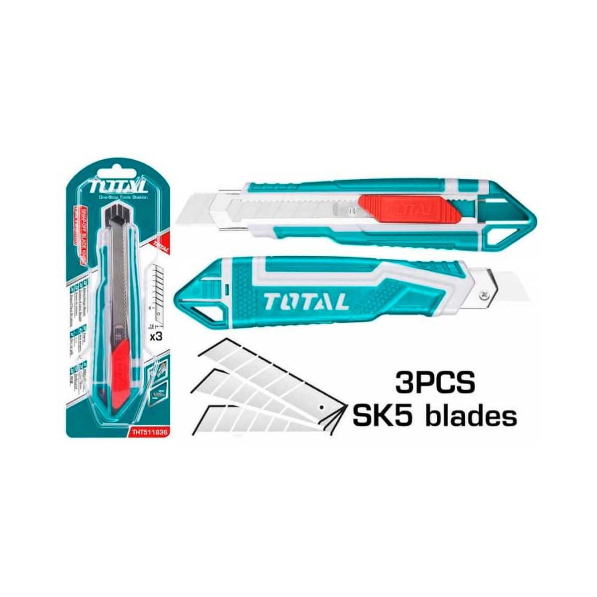 TOTAL TOOLS - Corta Carton Cuchillo Cartonero 18mm X 100mm Total Tht511836