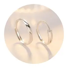 ZG JOYAS - Anillos Plata 925 Ajustables Pareja Lagrimas de Rupert Baño Oro Blanco