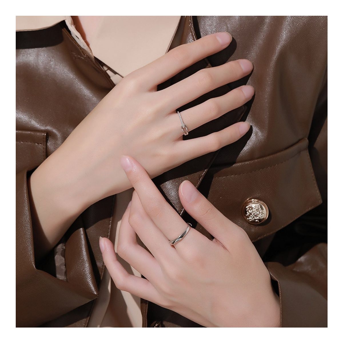 ZG JOYAS - Anillos Plata 925 Ajustables Pareja Lagrimas de Rupert Baño Oro Blanco