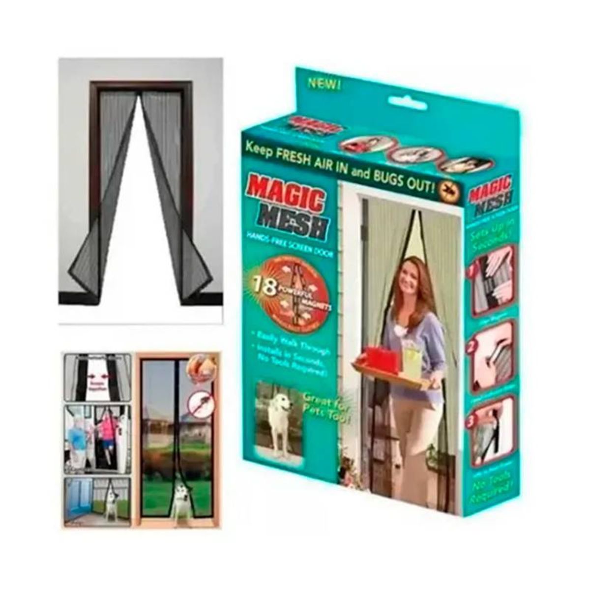 UNIVERSAL - Malla para puerta anti moscas y mosquitos