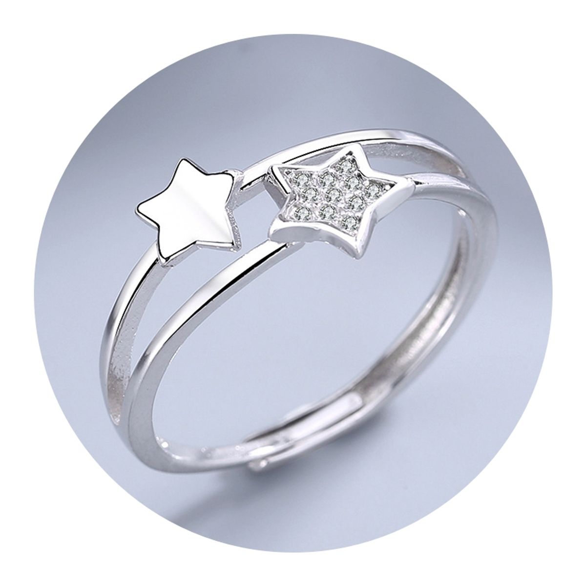 ZG JOYAS - Regalo Caja Rosa Conservada + Anillo Plata 925 Doble Capa Estrella