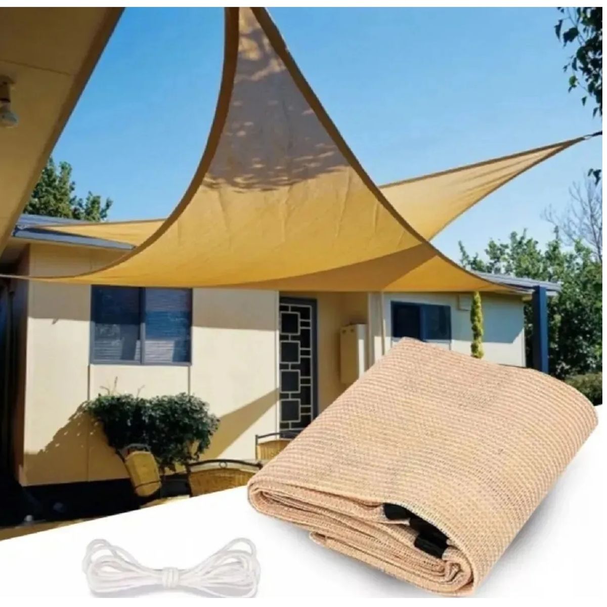 GENERICO - Toldo Vela Sombra Triangular 3x3x3 Mts Lonas Tela Sombrilla