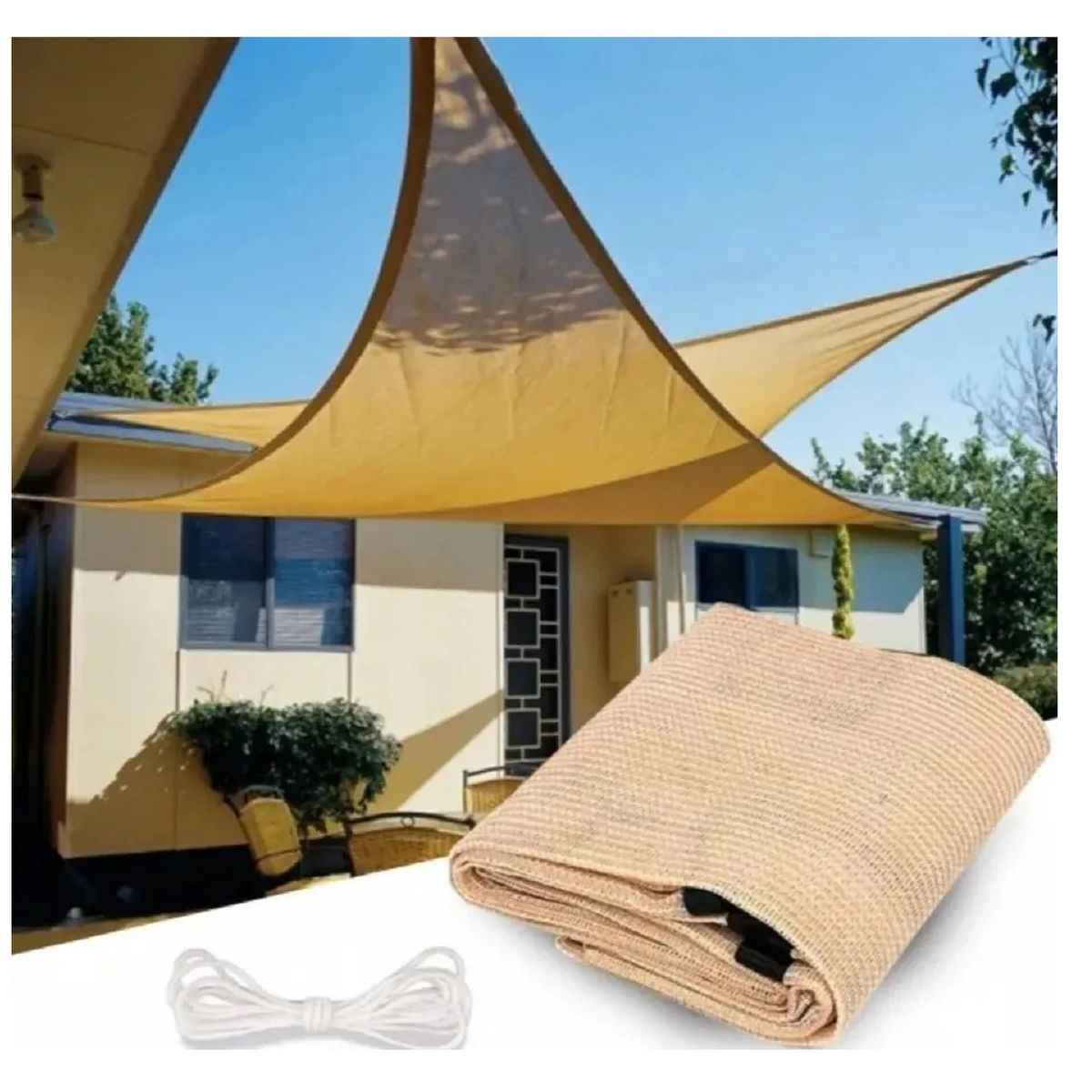 GENERICO - Toldo Vela Sombra Triangular 3x3x3 Mts Lonas Tela Sombrilla