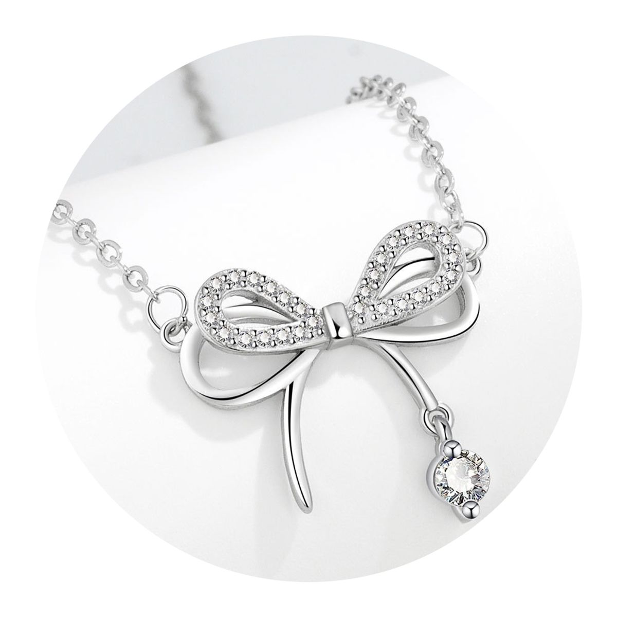 ZG JOYAS - Collar Colgante Plata Esterlina 925 Lazo Mariposa Circón