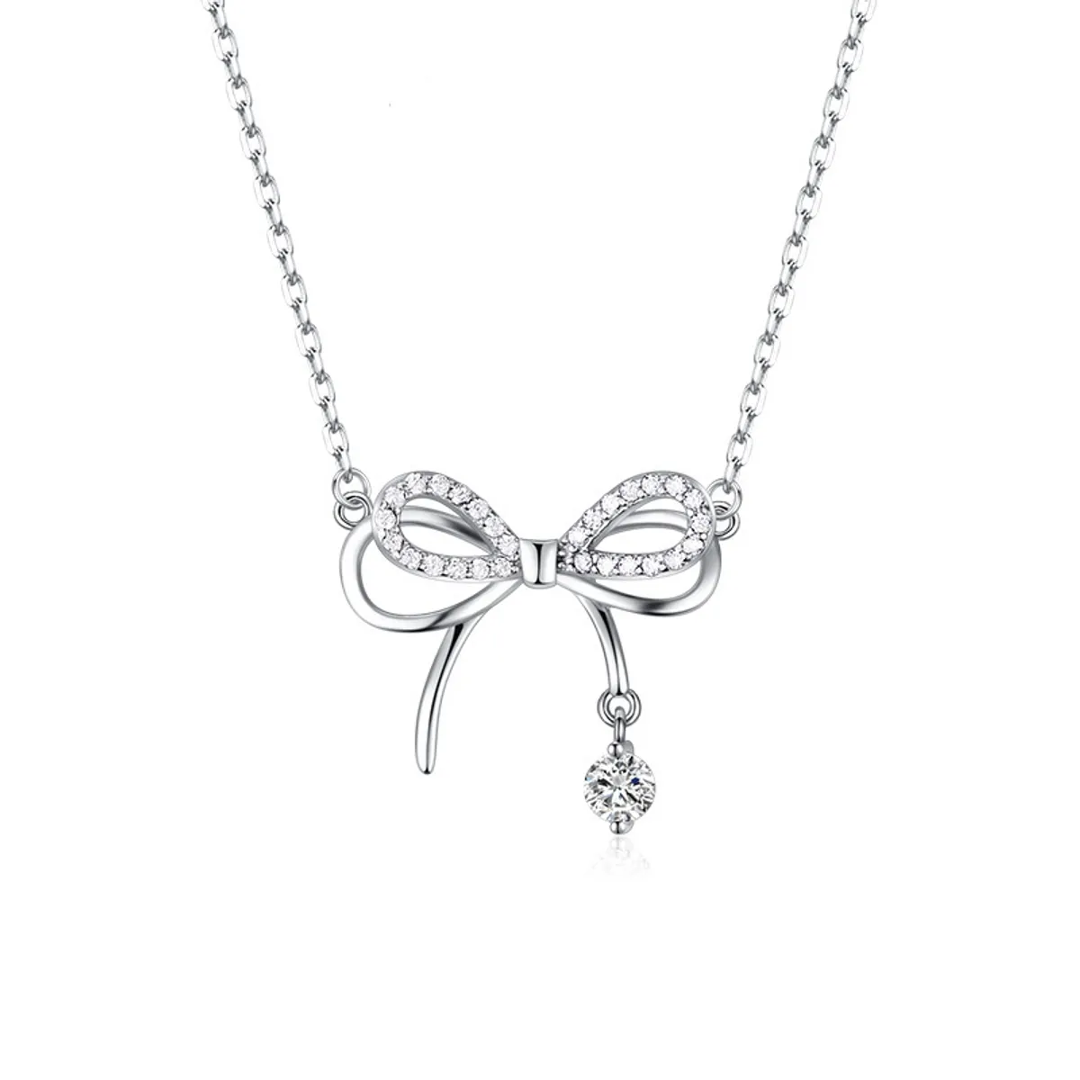 ZG JOYAS - Collar Colgante Plata Esterlina 925 Lazo Mariposa Circón