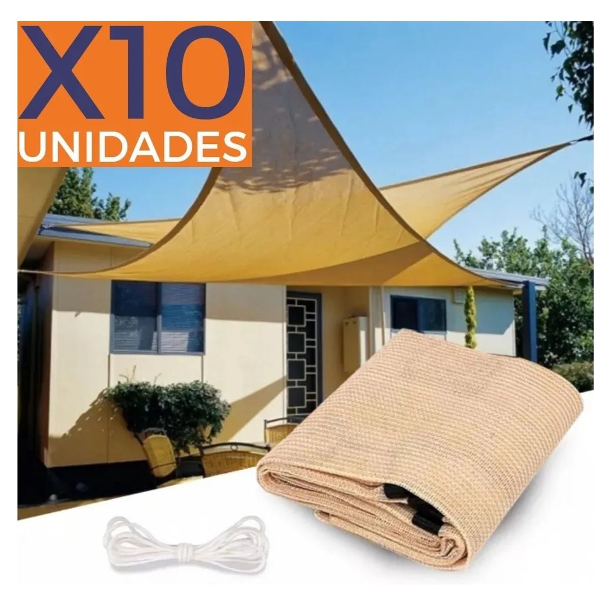 GENERICO - X10 Toldo Vela Sombra Toldos Plegables Lona Triangular 5x5x5