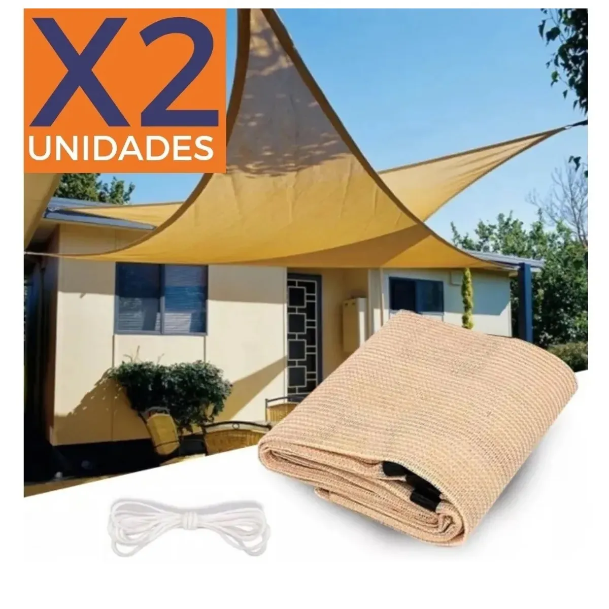 GENERICO - X2 Toldo Vela Sombra Toldos Plegables Lona Triangular 3x3x3m