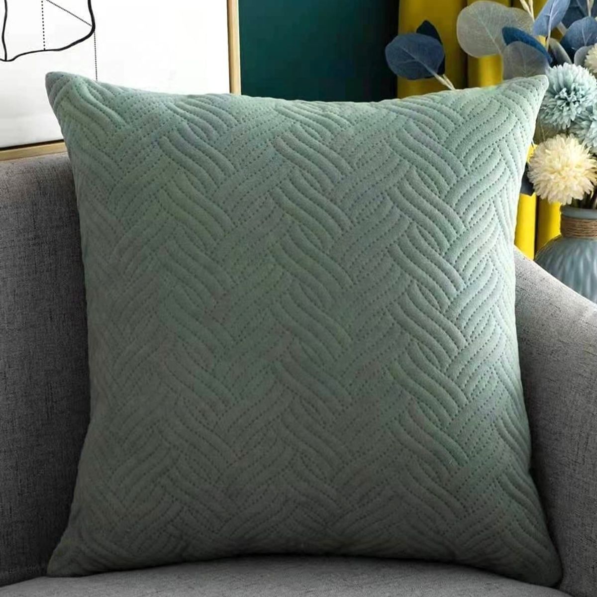 GENERICO - Piecera Verde plush dos fundas de cojín