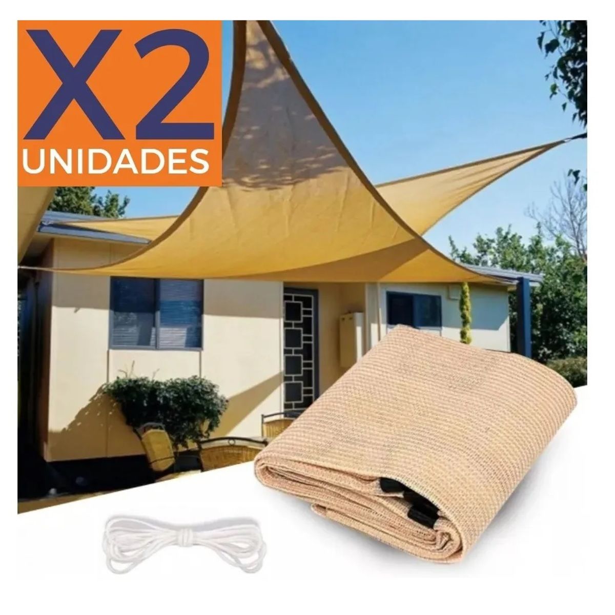 GENERICO - X2 Toldo Vela Sombra Toldos Plegables Lona Triangular 5x5x5m