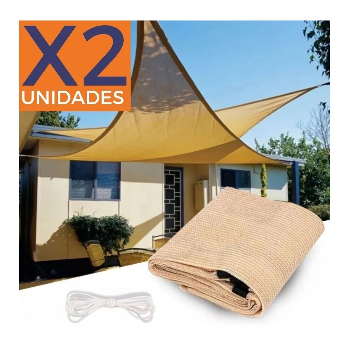 GENERICO - X2 Toldo Vela Sombra Toldos Plegables Lona Triangular 5x5x5m