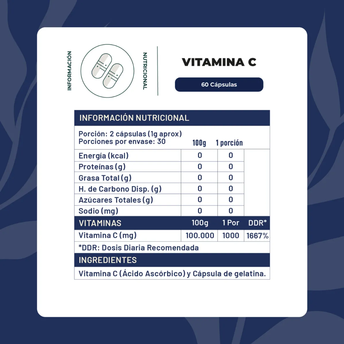 KARUNLIFE - Vitamina C 60 Cápsula 500 Mg