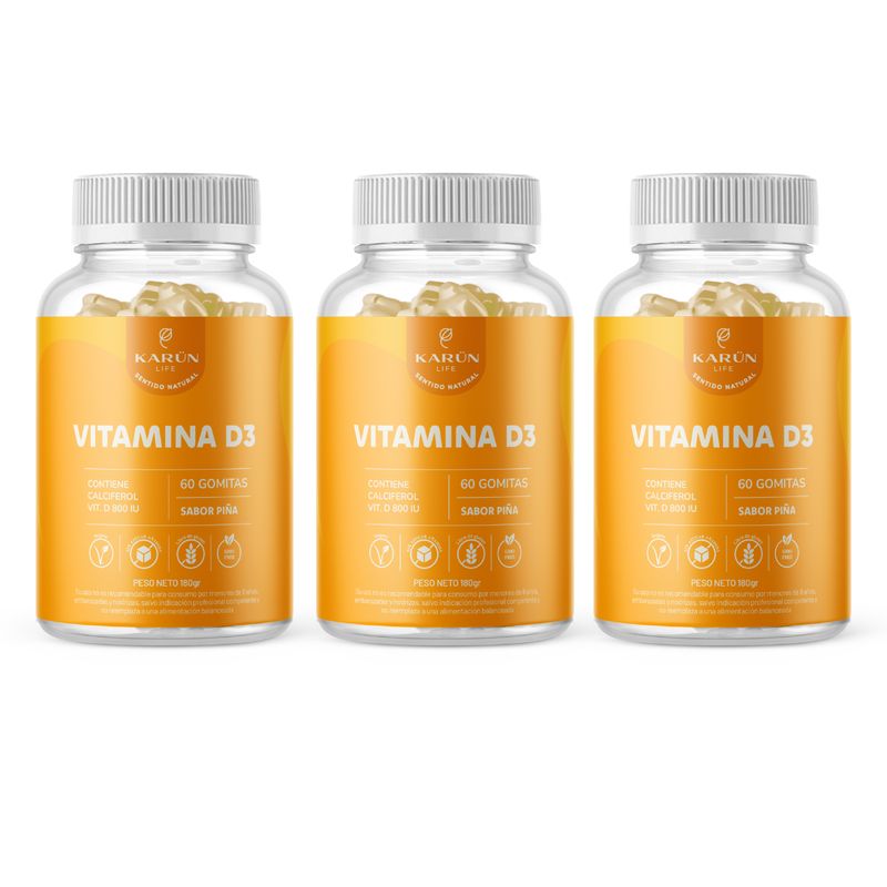 KARUNLIFE - Pack Gomitas Vitamina D3 800 IU 180 Unidades Karun Life