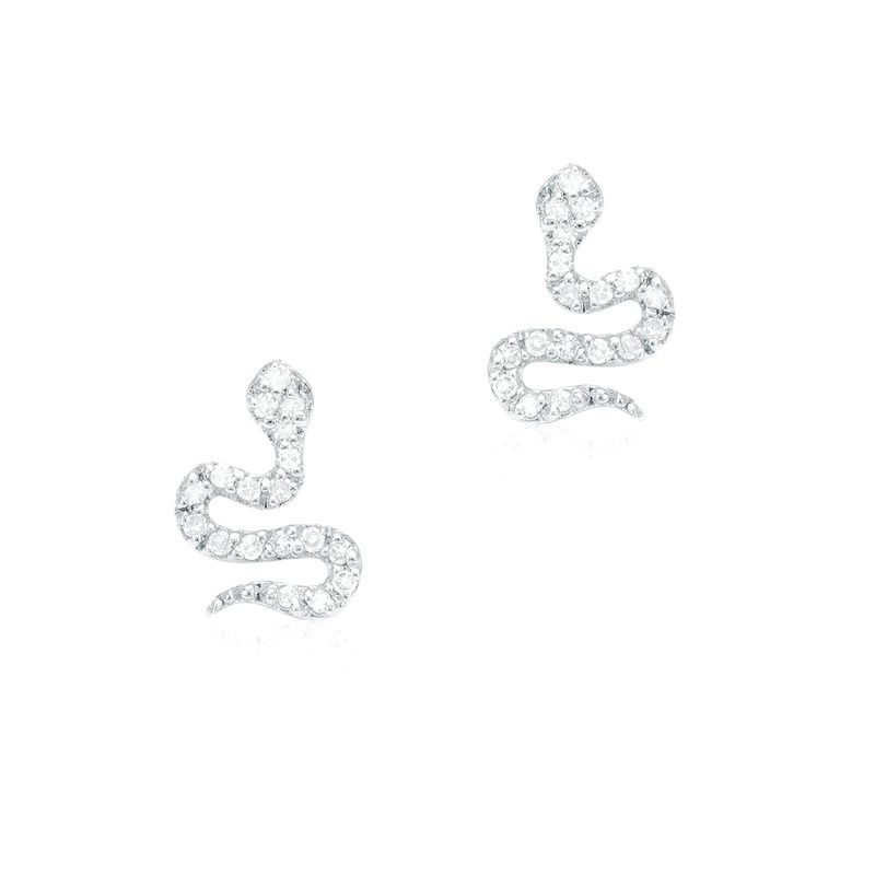 TULIPA - Aros Serpiente Plata Bañado En Oro Blanco Con Circones