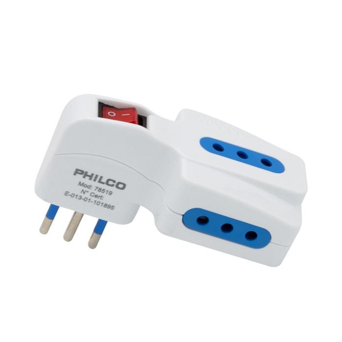 PHILCO - Enchufe Triple Con Switch 2P  T 10A 250V Blanco Philco