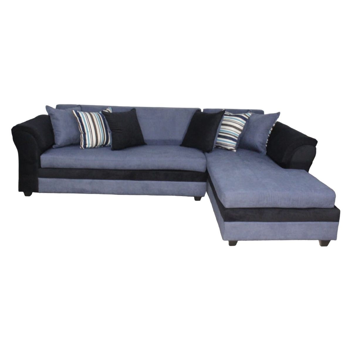 MUEBLERIA LATINA - SECCIONAL LINO MUSTANG GRANDE DERECHO AZUL SORO BRAZO FELPA NEGRO