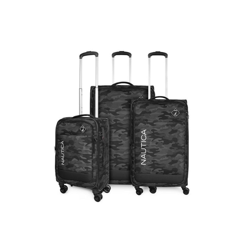 NAUTICA - Set 3 maletas de tela Barham S+M+L negra NAUTICA