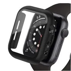 GENERICO - Protector Carcasa Vidrio Templado Negro para Apple Watch 38 mm