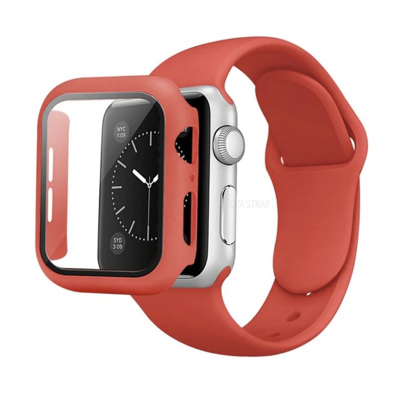 GENERICO - Protector Carcasa Vidrio Templado Rojo para Apple Watch 42 mm