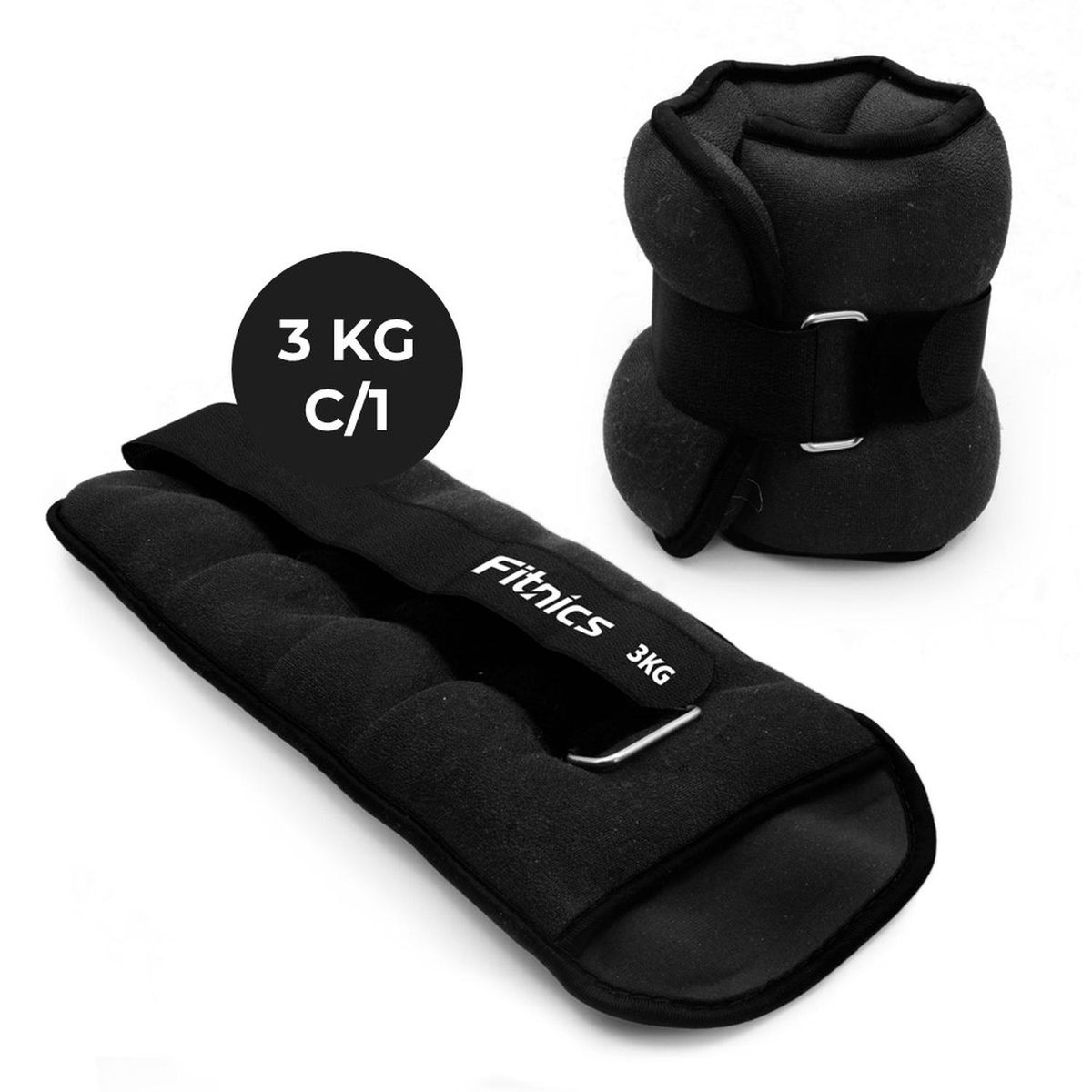 FITNICS - Pesas De Tobillo Muñeca Tobillera Set 2 Total 6kg - Negro