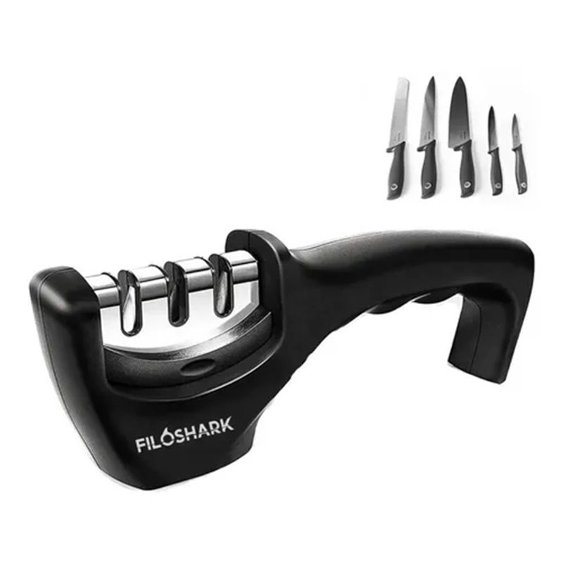 FILOSHARK - Afilador De Cuchillos Filoshark Manual 3 En 1 Multifuncional.
