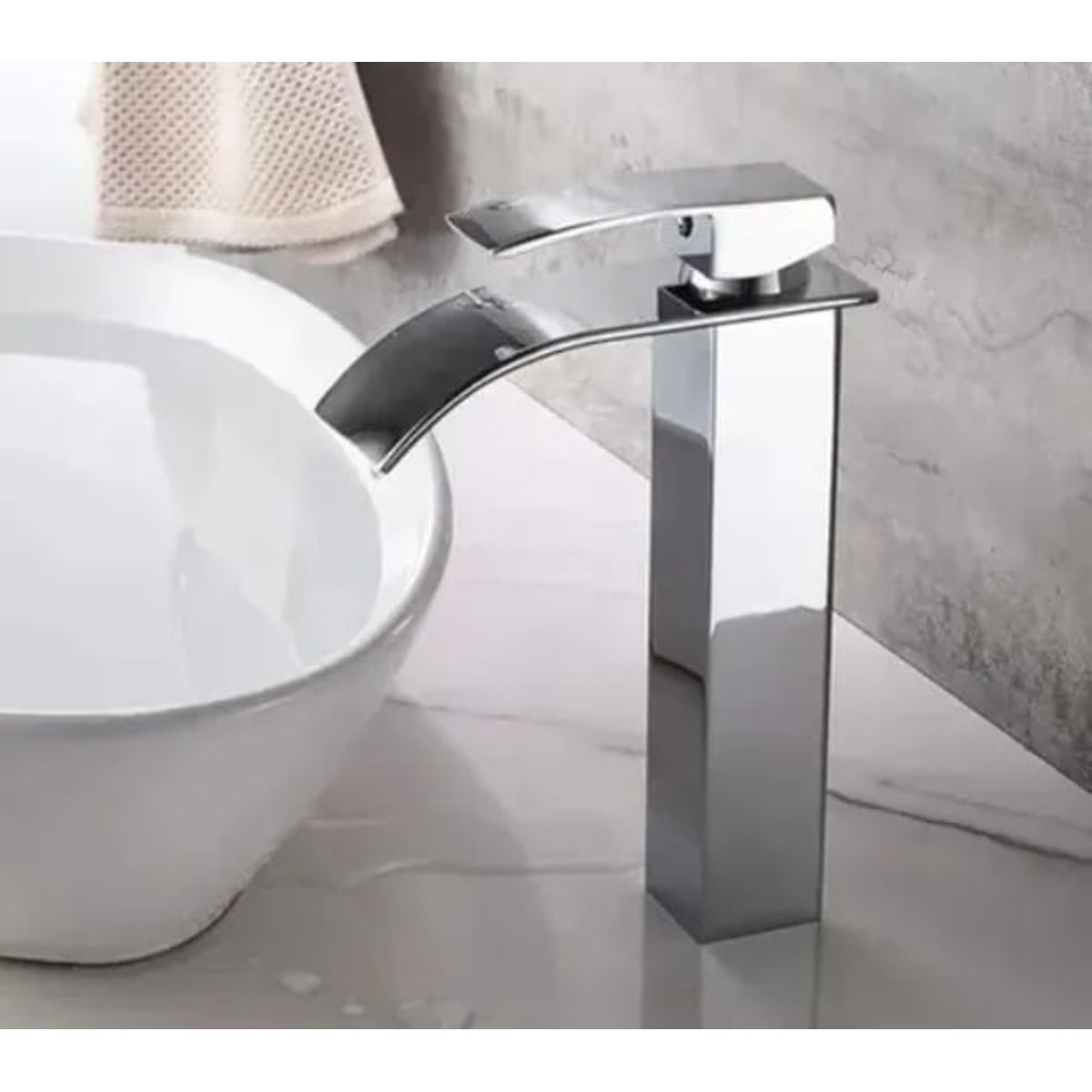 GENERICO - Grifo Llave Alta Cascada Curva 29 cm de altura Plateada