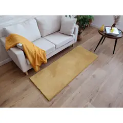 CLEMS CORTINAS - Alfombra Timmy Extra-peluda Lisa Amarillo Gold 55x145
