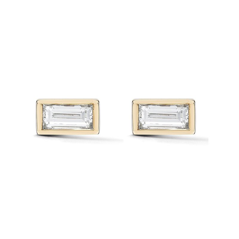TULIPA - Aros Rectangulares Plata baño De Oro y Circon