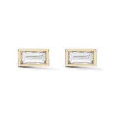 TULIPA - Aros Rectangulares Plata baño De Oro y Circon