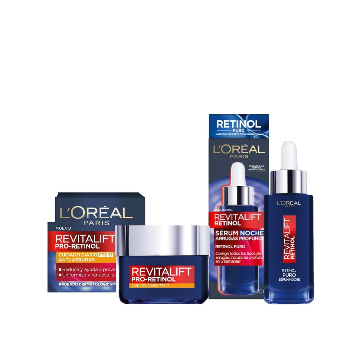LOREAL PARIS - Pack Rostro Crema Día Revitalift  Serum Retinol Noche LOréal