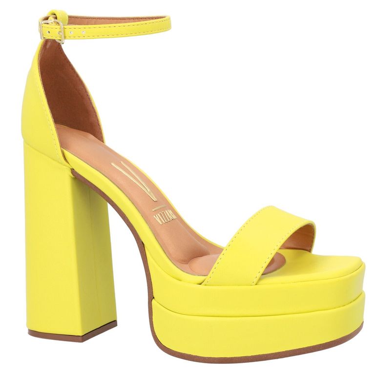 Sandalia Taco Cuadrado Alta Amarillo