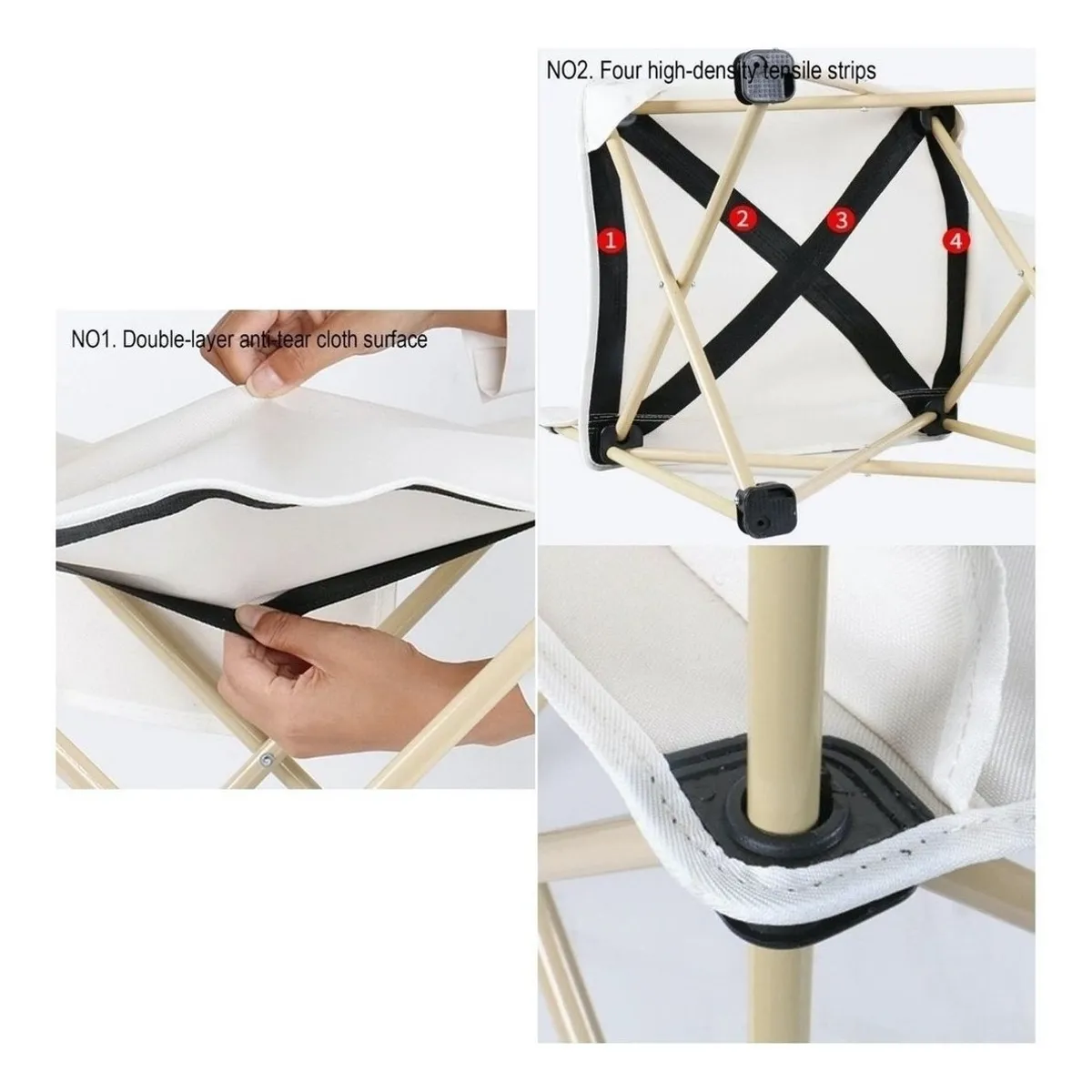 BJ HOGAR - Sillas Plegables Camping Asiento Silla De Pesca Beige