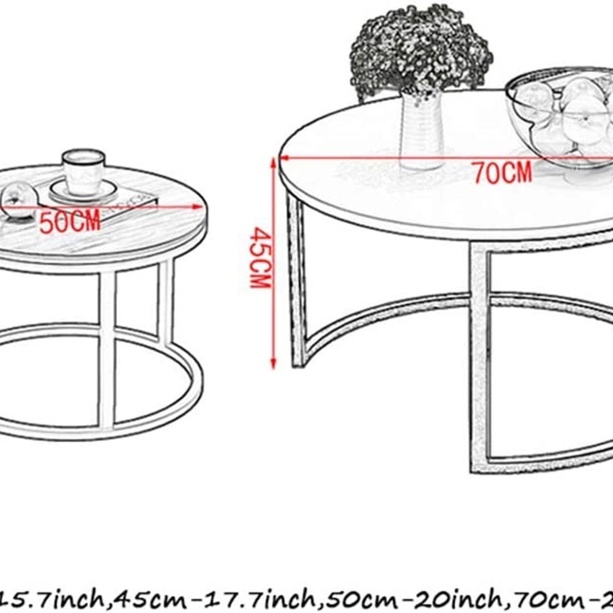 OEM - Mesa de Centro Redonda dos en uno con vidrio Templado