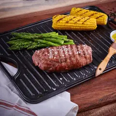 VICTORIA - Plancha reversible hierro fundido curado 35 x 50 cm