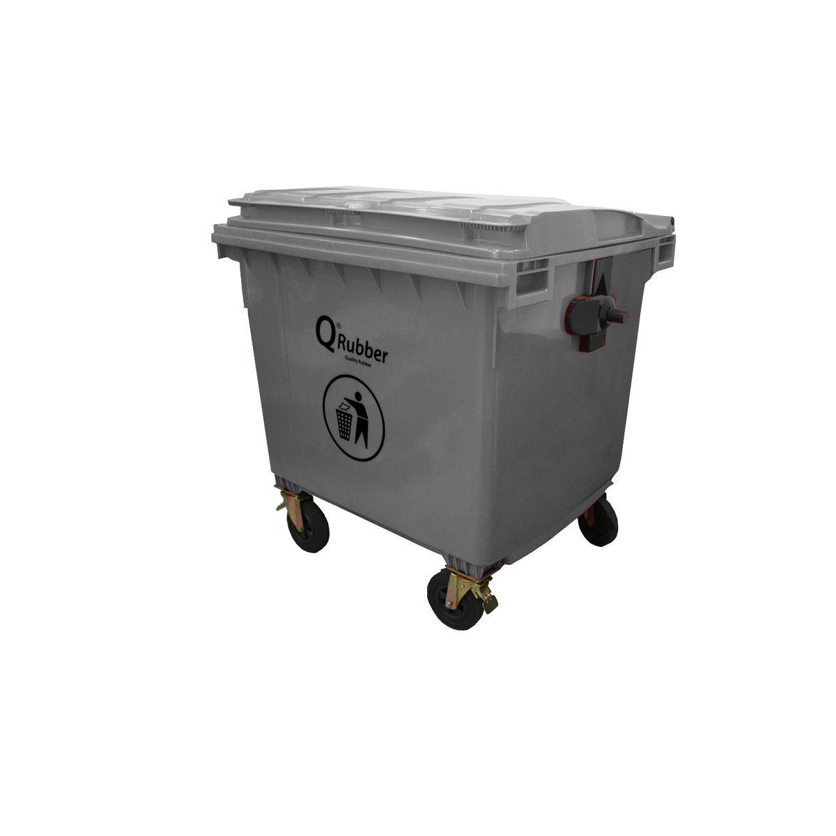 QRUBBER - Basurero Contenedor Basura 1100 lts gris QRubber
