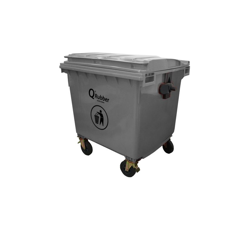 QRUBBER - Basurero Contenedor Basura 1100 lts gris QRubber