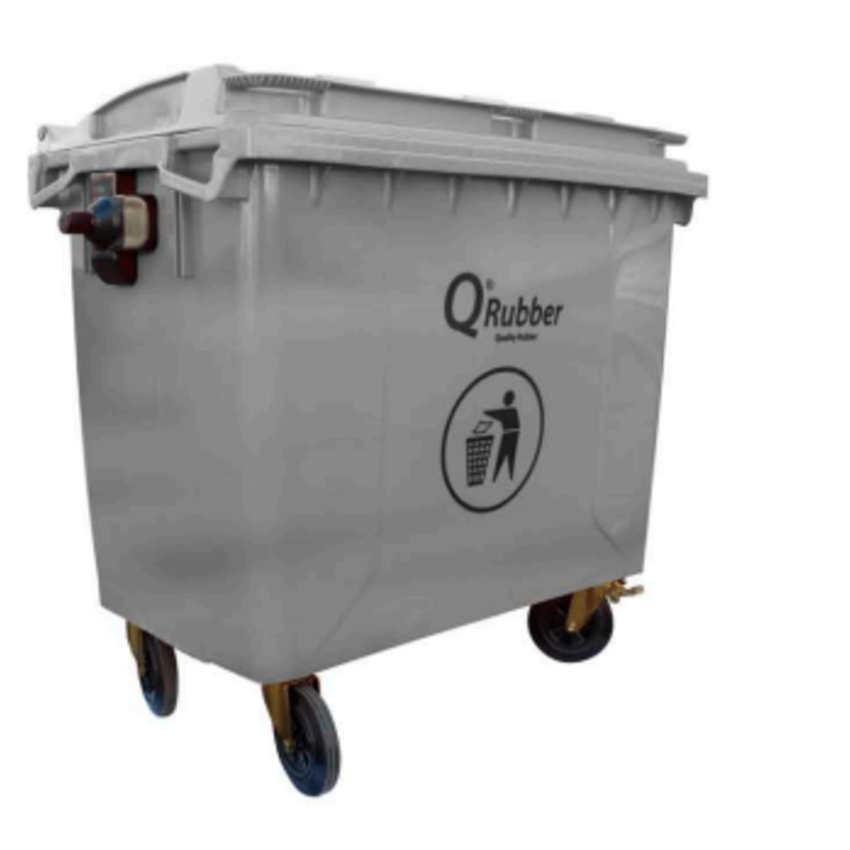QRUBBER - Basurero Contenedor Basura 1100 lts gris QRubber